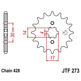 Pignon JT SPROCKETS acier standard - 428 JTF273.15 | Oxmoto