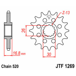 Pignon JT SPROCKETS acier standard - 520 JTF1269.16 | Oxmoto