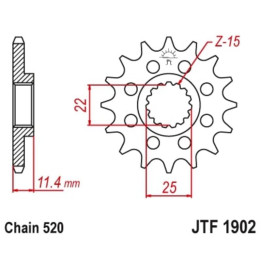 Pignon JT SPROCKETS acier anti-bruit - 520 JTF1902.16RB