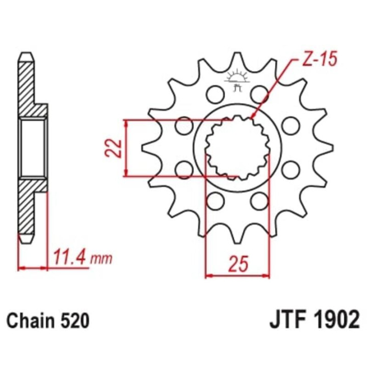 Pignon JT SPROCKETS acier anti-bruit - 520 JTF1902.16RB