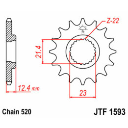 Pignon JT SPROCKETS acier standard - 520 JTF1593.14 | Oxmoto