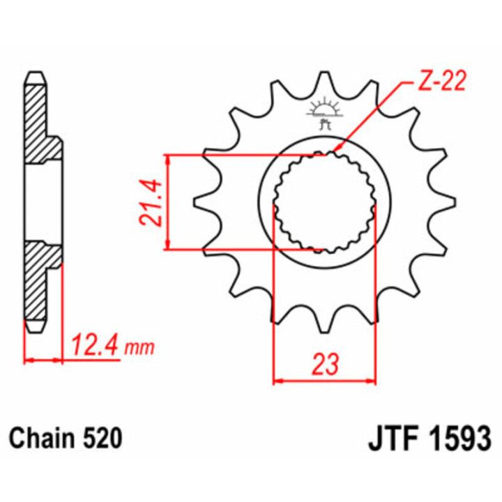 Pignon JT SPROCKETS acier standard - 520 JTF1593.14 | Oxmoto