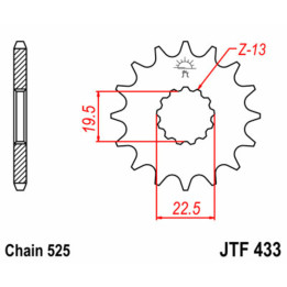 Pignon JT SPROCKETS acier standard - 520 JTF433.14 | Oxmoto