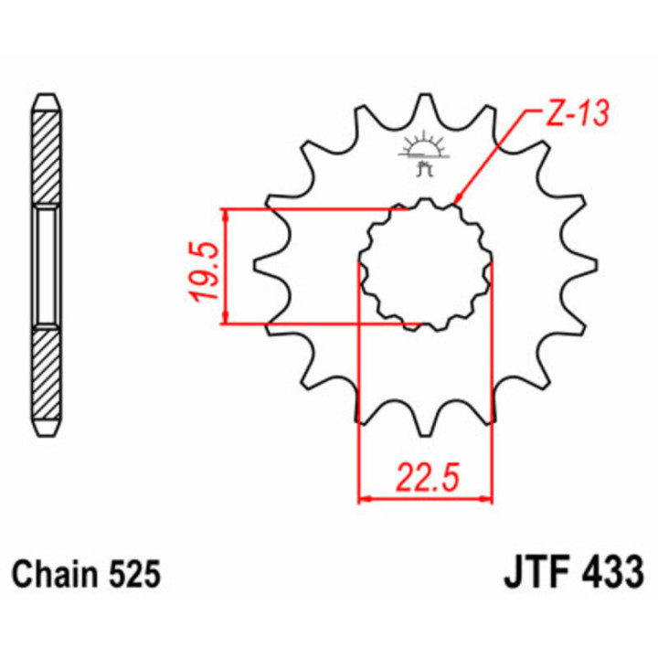 Pignon JT SPROCKETS acier standard - 520 JTF433.14 | Oxmoto