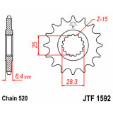 Pignon JT SPROCKETS acier standard - 520 JTF1592.14 | Oxmoto