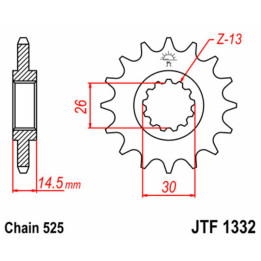 Pignon JT SPROCKETS acier standard - 525 JTF1332.17 | Oxmoto