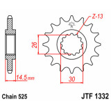 Pignon JT SPROCKETS acier standard - 525 JTF1332.17 | Oxmoto