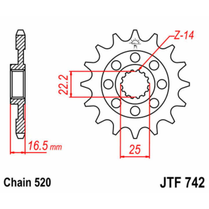 Pignon JT SPROCKETS acier standard - 520 JTF742.15 | Oxmoto