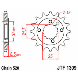 Pignon JT SPROCKETS acier standard - 520 JTF1309.14 | Oxmoto