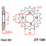 Pignon JT SPROCKETS acier standard - 520 JTF1309.14 | Oxmoto