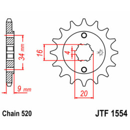 Pignon JT SPROCKETS acier standard - 520 JTF1554.13 | Oxmoto