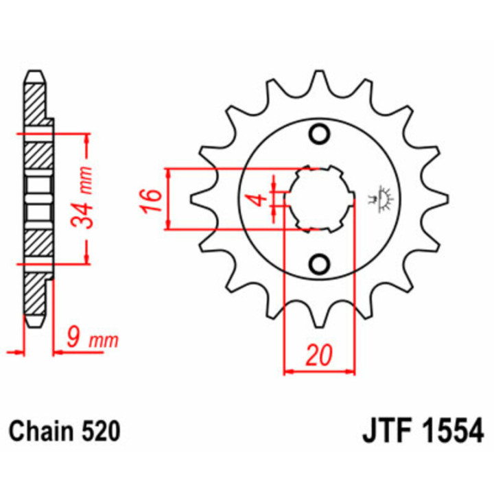 Pignon JT SPROCKETS acier standard - 520 JTF1554.13 | Oxmoto