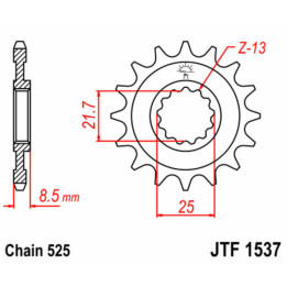 Pignon JT SPROCKETS acier standard - 525 JTF1537.15 | Oxmoto