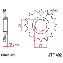 Pignon JT SPROCKETS acier anti-bruit - 520 JTF402.16RB