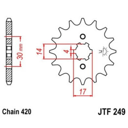 Pignon JT SPROCKETS acier standard - 420 JTF249.15 | Oxmoto