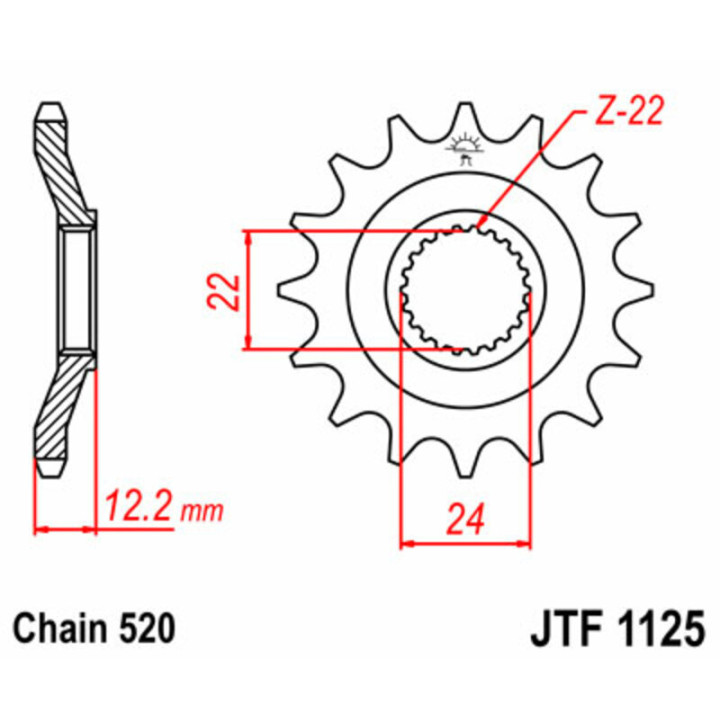 Pignon JT SPROCKETS acier standard - 520 JTF1125.16 | Oxmoto