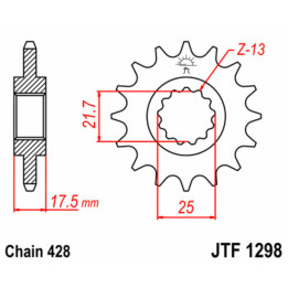 Pignon JT SPROCKETS acier standard - 428 JTF1298.17 | Oxmoto