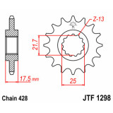 Pignon JT SPROCKETS acier standard - 428 JTF1298.17 | Oxmoto