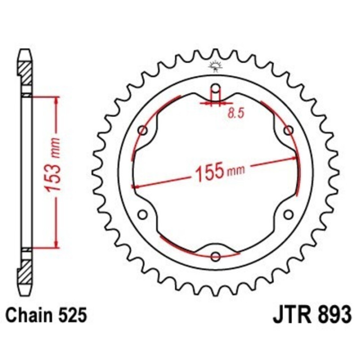 Couronne JT SPROCKETS Acier Standard - 525 JTR893.38ZBK