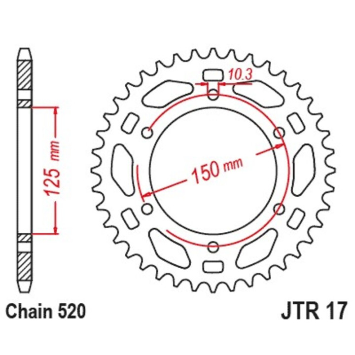 Couronne JT SPROCKETS acier standard - 520 JTR17.46ZBK