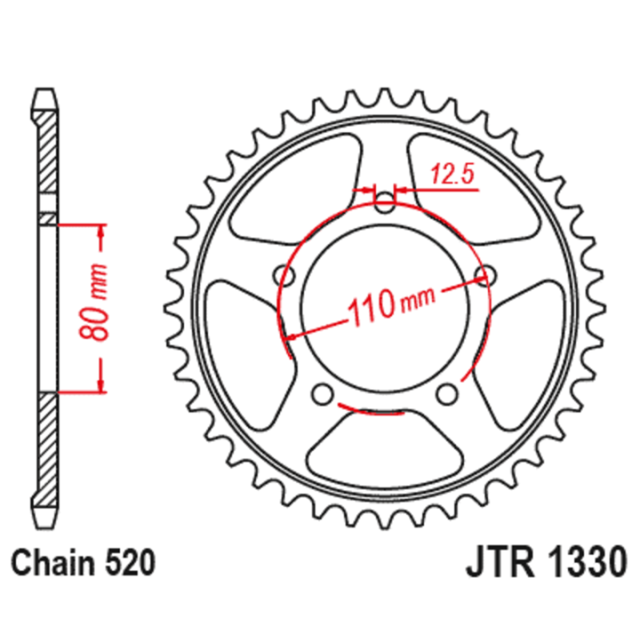 Couronne JT SPROCKETS Acier Standard - 520 JTR1330.45ZBK