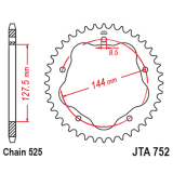 Couronne JT SPROCKETS alu standard - 525 JTA752.38BLK