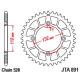 Couronne JT SPROCKETS alu standard - 520 JTA891.46BLK