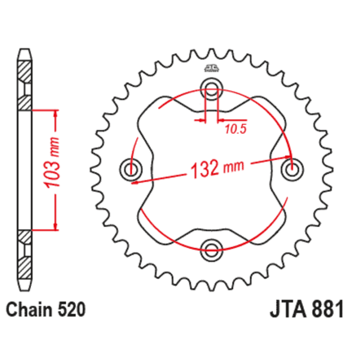 Couronne JT SPROCKETS alu standard - 520 JTA881.38BLK