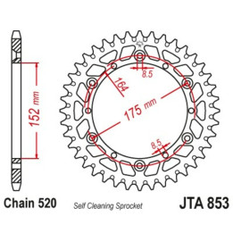 Couronne JT SPROCKETS alu standard - 520 JTA853.52BLK