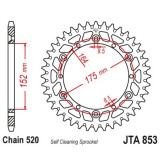 Couronne JT SPROCKETS alu standard - 520 JTA853.52BLK