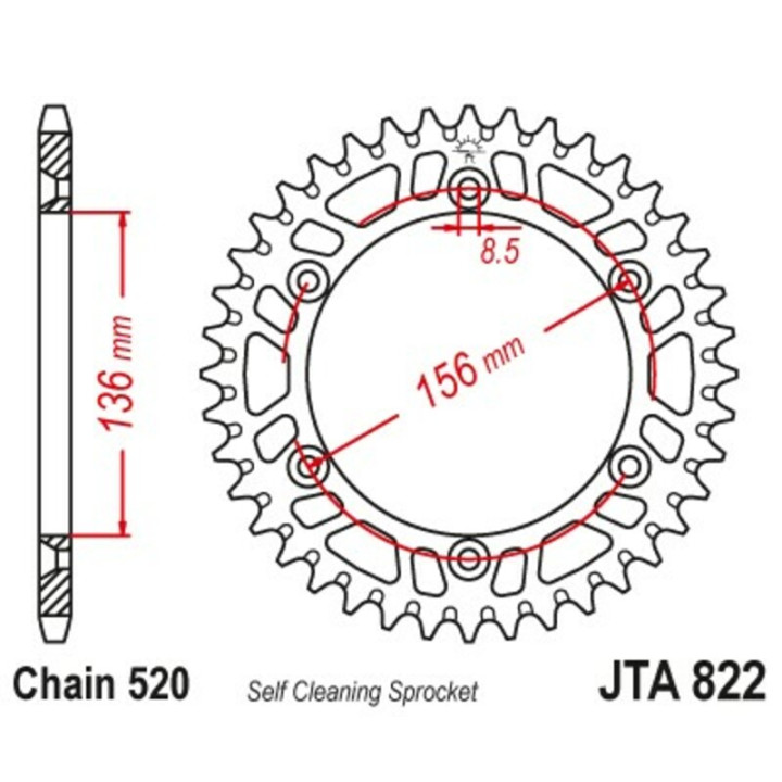 Couronne JT SPROCKETS alu standard - 520 JTA822.48BLK