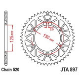 Couronne JT SPROCKETS alu standard - 520 JTA897.48BLU