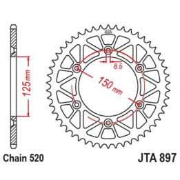 Couronne JT SPROCKETS alu standard - 520 JTA897.47ORG
