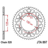 Couronne JT SPROCKETS alu standard - 520 JTA897.50BLK