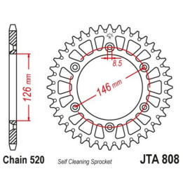 Couronne JT SPROCKETS alu standard - 520 JTA808.49BLK