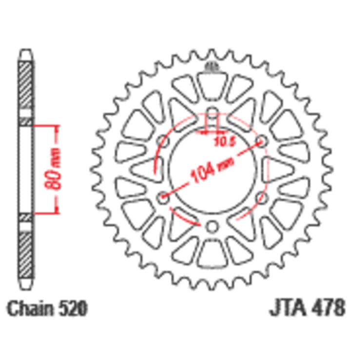 Couronne JT SPROCKETS alu standard - 520 JTA478.40BLK