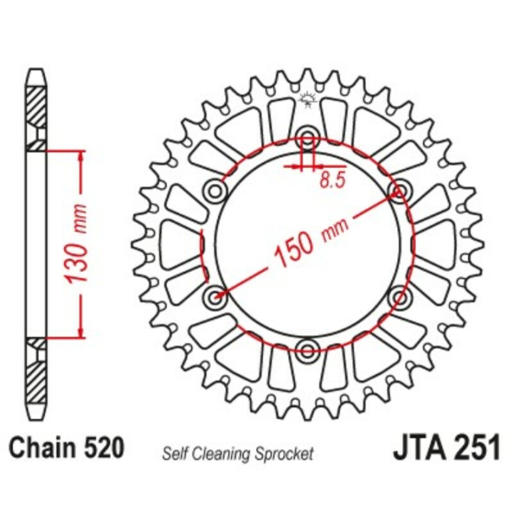 Couronne JT SPROCKETS alu standard - 520 JTA251.48BLU