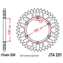 Couronne JT SPROCKETS alu standard - 520 JTA251.49BLK