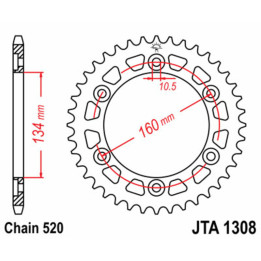 Couronne JT SPROCKETS alu standard - 520 JTA1308.41BLK