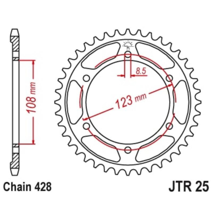 Couronne JT SPROCKETS Acier Standard - 428 JTR25.58 | Oxmoto
