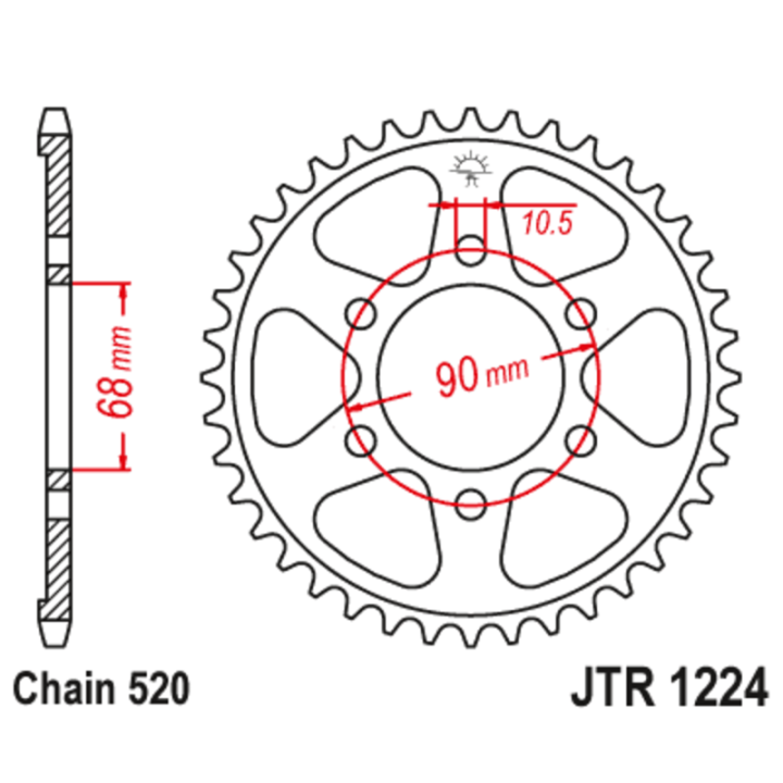 Couronne JT SPROCKETS Acier Standard - 520 JTR1224.36