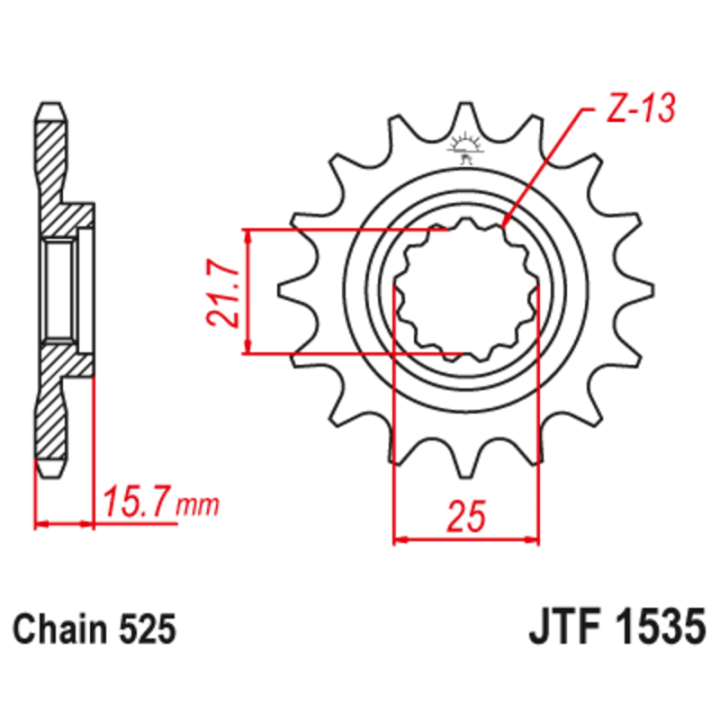 Pignon JT SPROCKETS acier anti-bruit - 525 JTF1535.15RB