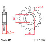 Pignon JT SPROCKETS acier anti-bruit - 525 JTF1332.15RB