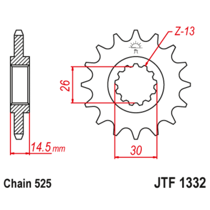 Pignon JT SPROCKETS acier anti-bruit - 525 JTF1332.15RB