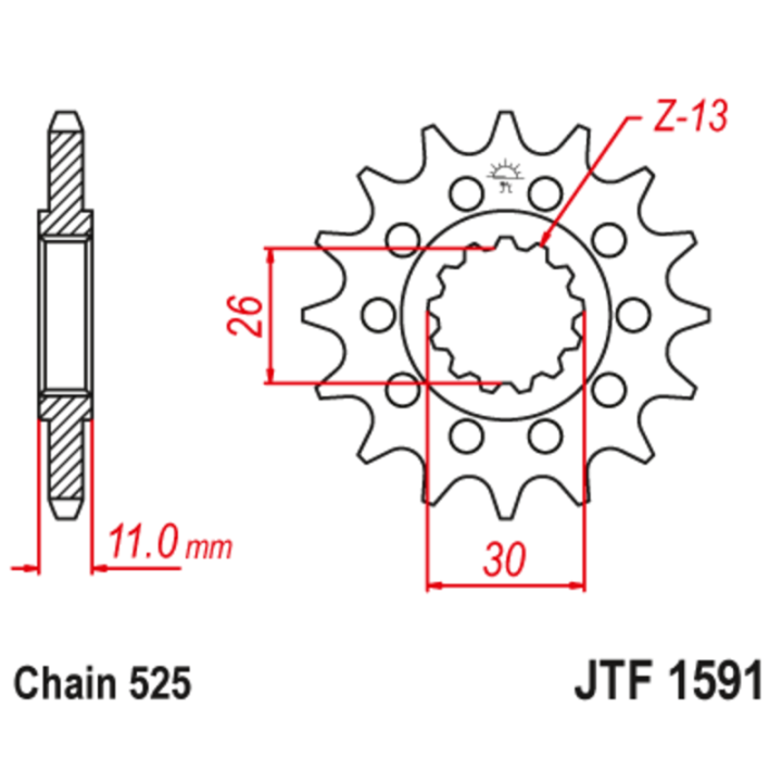 Pignon JT SPROCKETS acier anti-bruit - 525 JTF1591.15RB