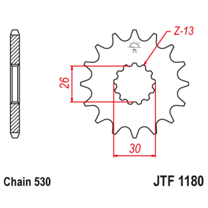 Pignon JT SPROCKETS acier anti-bruit - 530 JTF1180.19RB