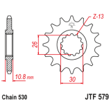 Pignon JT SPROCKETS acier anti-bruit - 530 JTF579.18RB