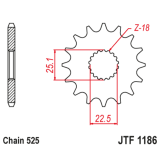 Pignon JT SPROCKETS acier anti-bruit - 525 JTF1186.17RB