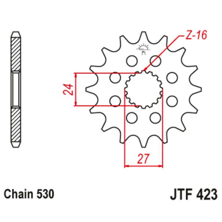 Pignon JT SPROCKETS acier anti-bruit - 530 JTF423.18RB