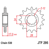 Pignon JT SPROCKETS acier anti-bruit - 525 JTF295.15RB